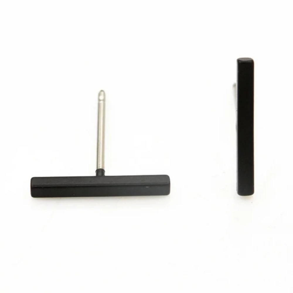 Simple Minimalist Bar Earrings 1/2" - Picture 3 of 6
